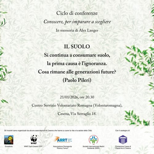 Image for “IL SUOLO: cosa rimane alle generazioni future?”. Una conferenza tenuta dal Prof. Paolo Pileri in memoria di Alex Langer